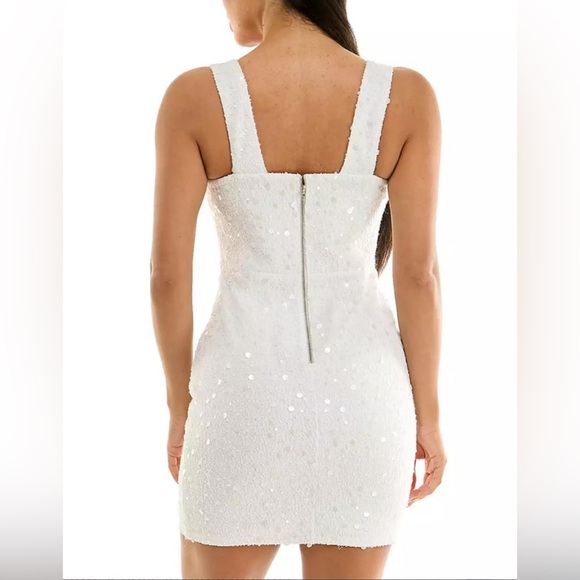 City Studio Juniors' Sequin Boucle Sleeveless Bodycon White Dress - Picture 3 of 8